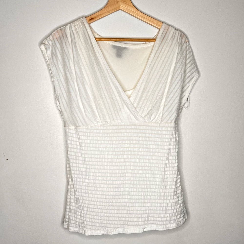 Alfani ribbed vneck blouse L